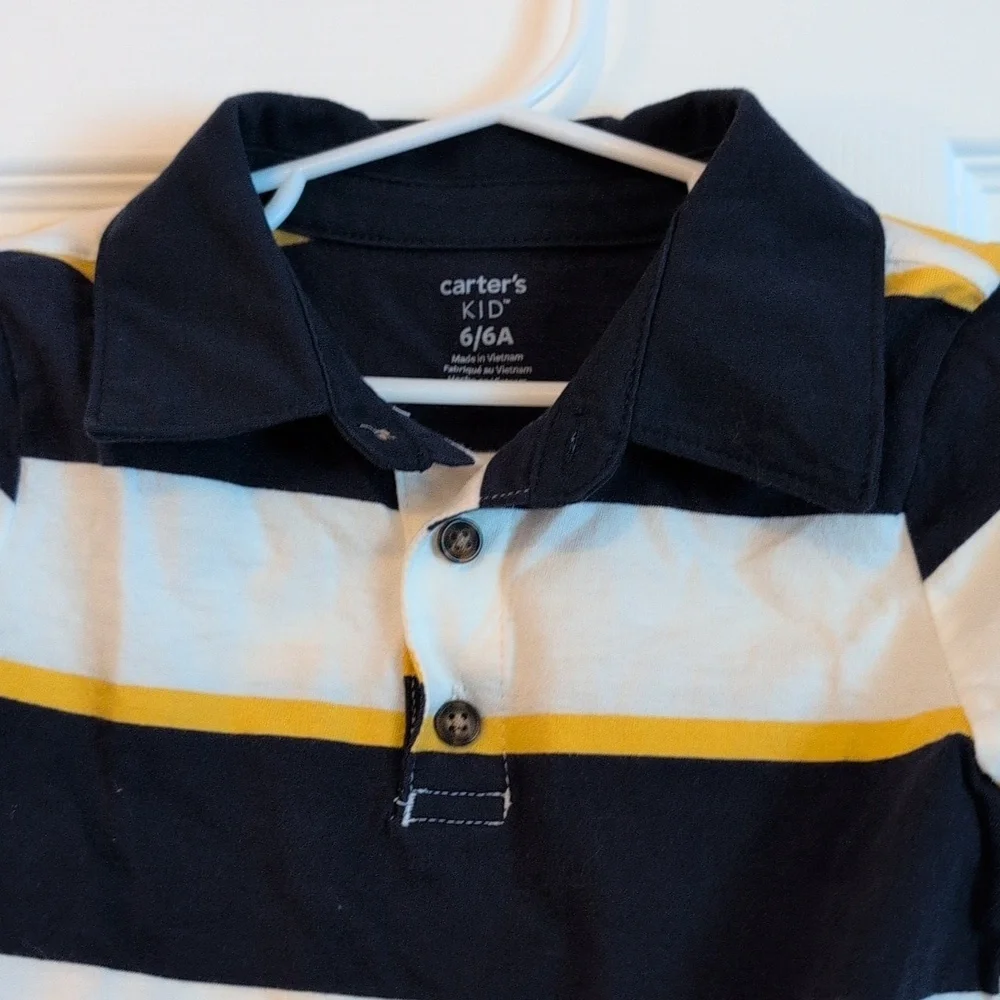 Carter's Kids Polo with Navy and Yellow Stripes